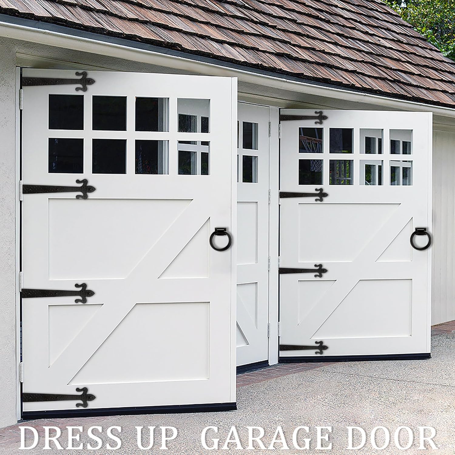 Round Metal Sliding Barn Door Knob and Pull 3.9In Matte Black Ring Garage Door Handle Decorative Gate Door Handle Exterior for Fence Farmhouse Gardendoor Mantle Shutters Ring-2Pack