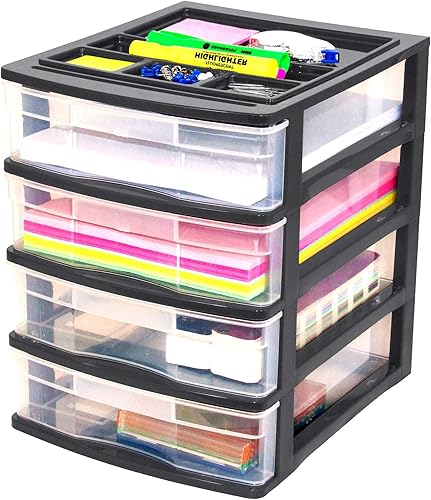 Miniatura 6 de Gracious Living Contenedor multiusos de 4 cajones para escritorio y oficina en casa con tapa organizadora para documentos y suministros de papel de