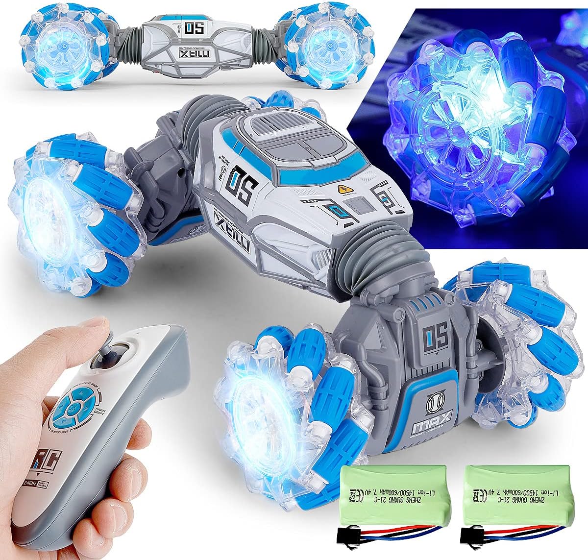 Remote Control car for Boys 4-7 RC Stunt car Twist rc Cars Age 8-12 Offroad Hobby Crawler Toy Hand Gesture Sensing Drift 360 Flips Double Sided Rotate Transform 4WD Vehicles 5 Year Old Girls Kids
