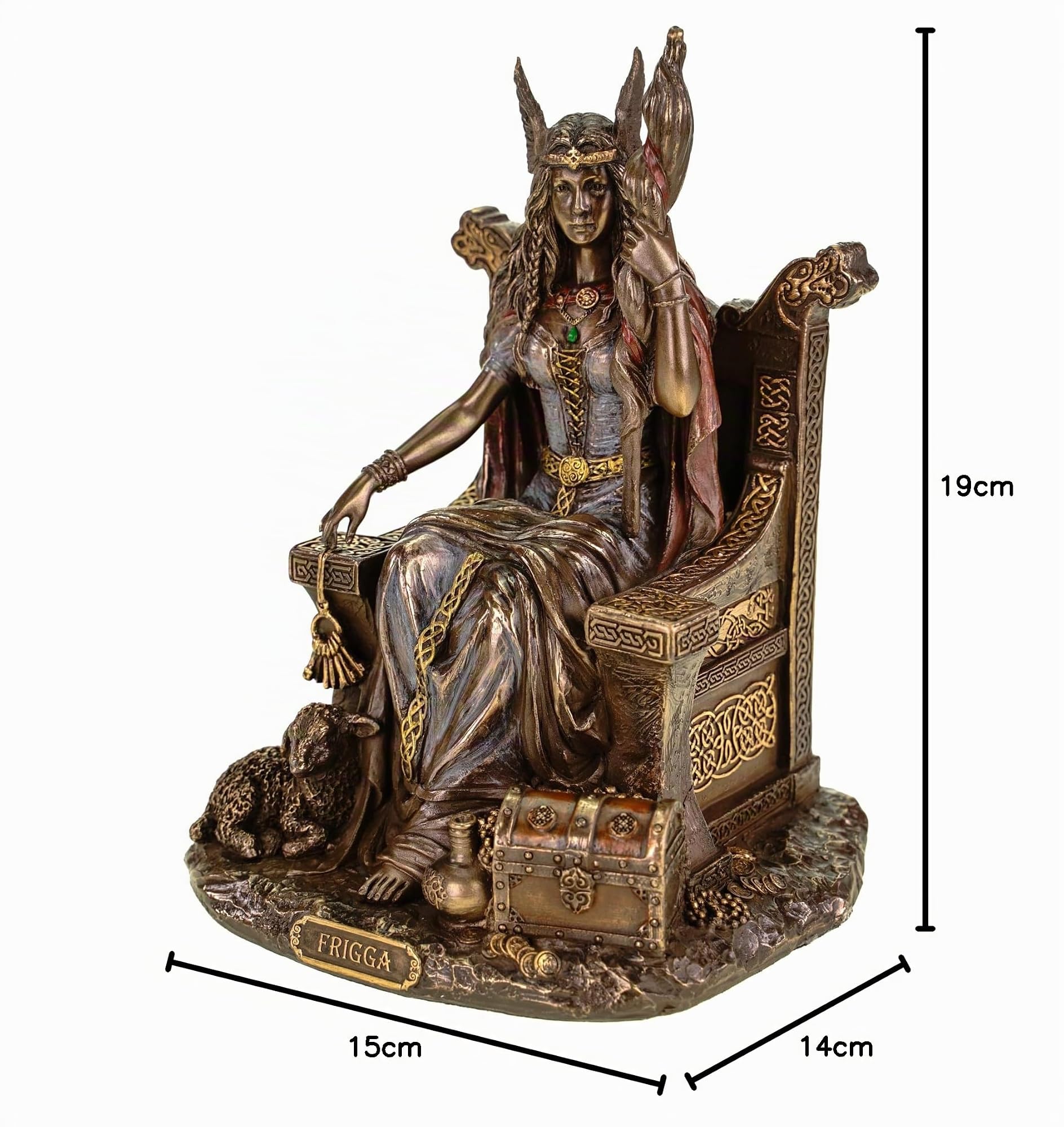 Veronese 708-7432 Germanische Göttin Frigga Frau Odins Thron Frigg Odin bronziert Figur