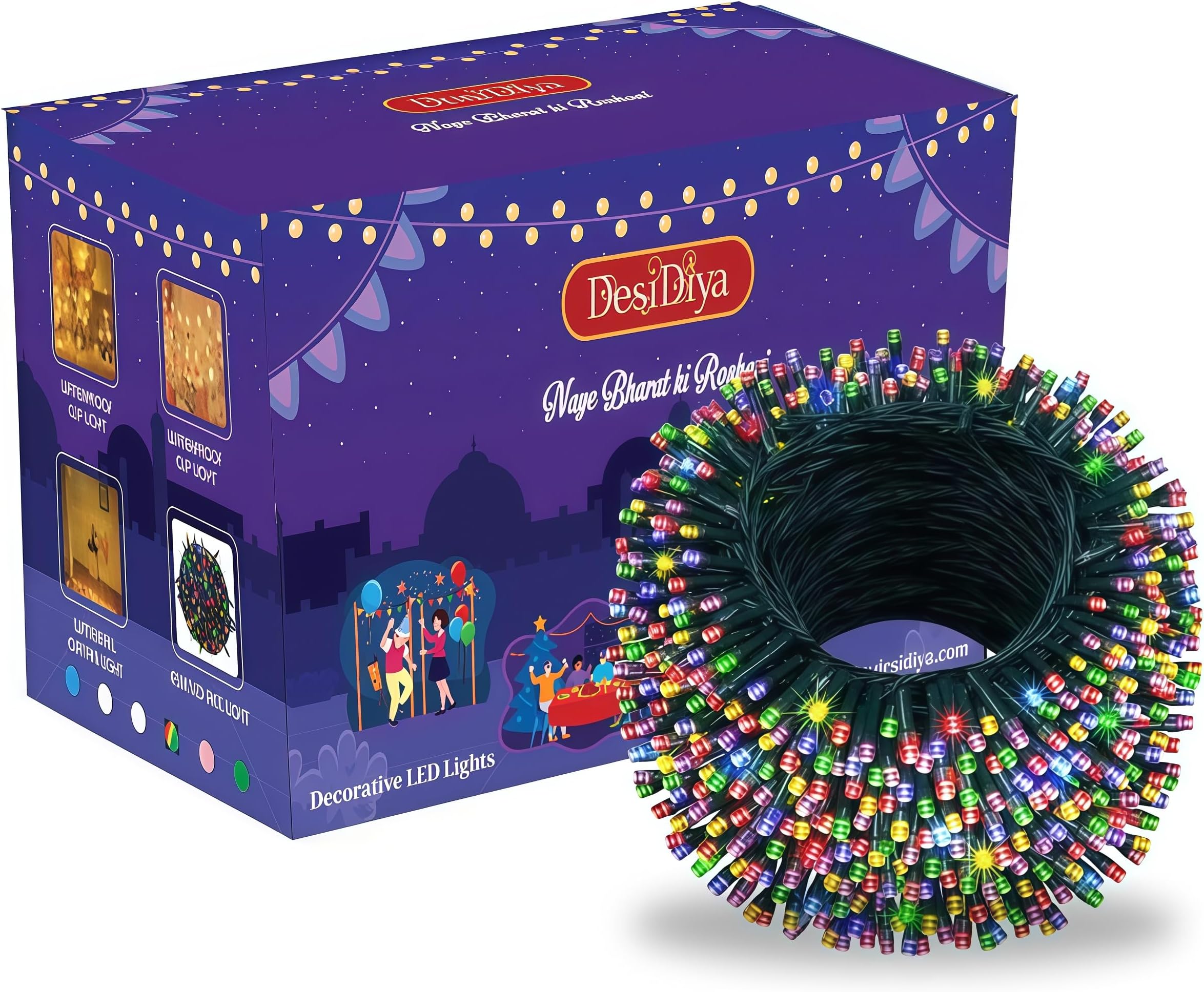 Desidiya® LED String Serial Light 32 Meter with 8 Modes Changing Controller. Waterproof & Flexible Copper Lights for Home Diwali Home Decoration & Christmas - Multicolor