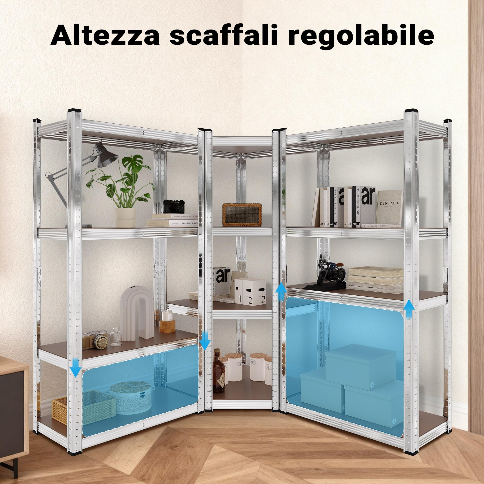 Wiltec Scaffale ad angolo per carichi pesanti Scaffalatura a incastro per cantina officina