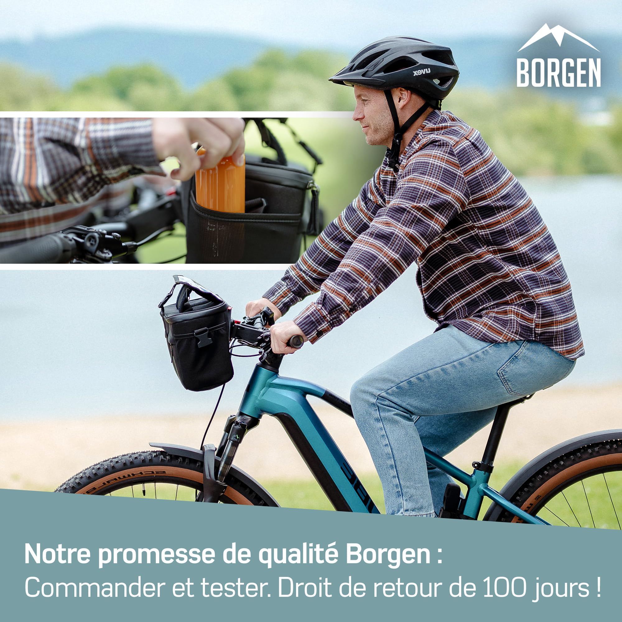 Borgen Sacoche vélo de Guidon KLICKfix Smartphone – Sac de Cintre 6 L, Grande et imperméable – Pochette de poignées ebike – Boîte Avant Bicyclette Portable