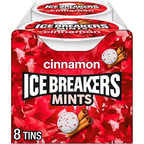 ICE BREAKERS - Mentas para el aliento sin azúcar, sabor canela, latas de 1.5 onzas (8 unidades)