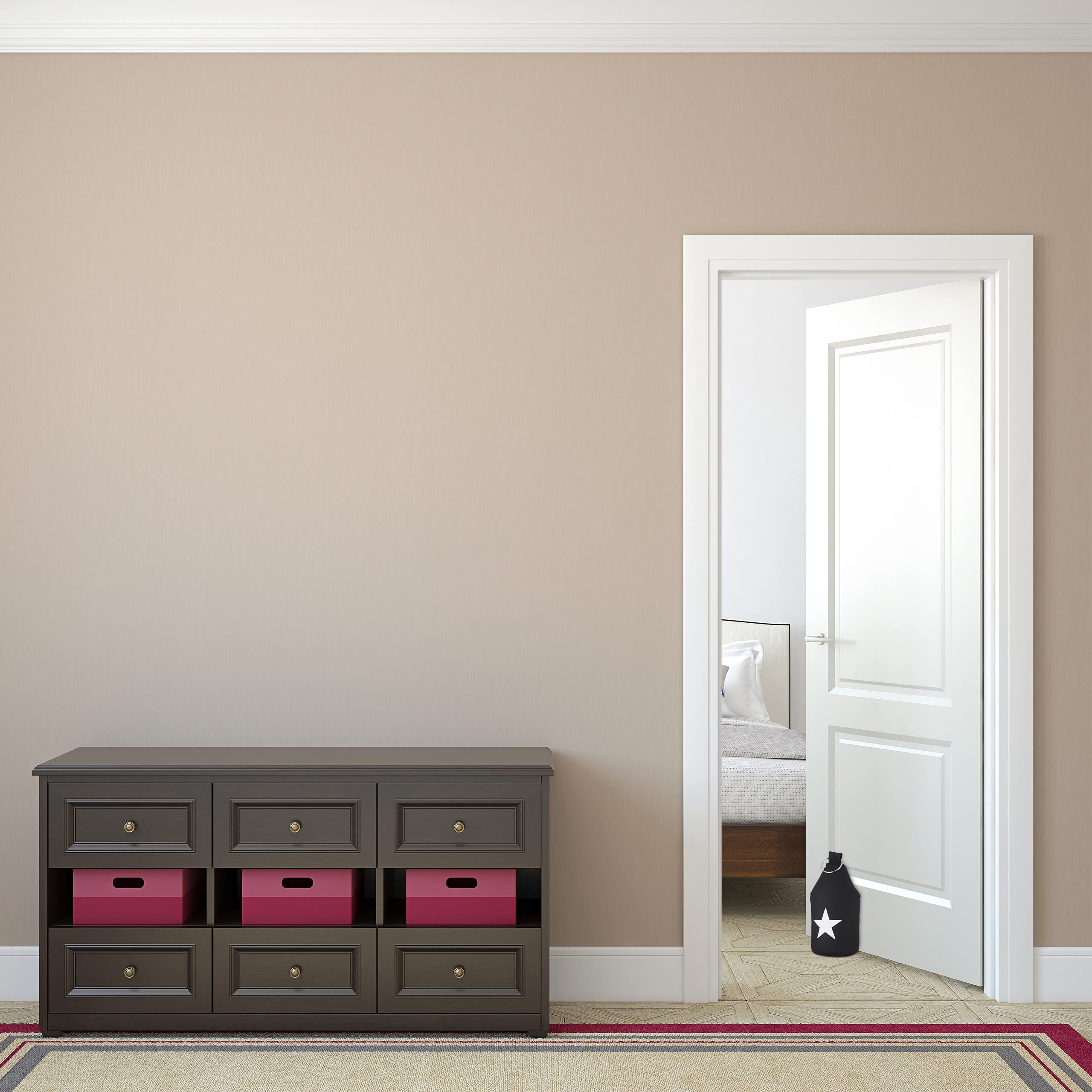 10x Fermaporta a Pavimento in Stoffa, Sacchetto Alto con Stella e con Manico, Bloccaporta HxLxP: 25 x 12 x 12 cm, Grigio