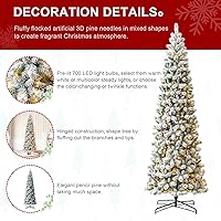 Vista 164 de Glitzhome Prelit Christmas Tree, 6ft Flocked Artificial Christmas Tree Serene Snowscape Fir with 300 Warm White Lights for Home, Office, Party