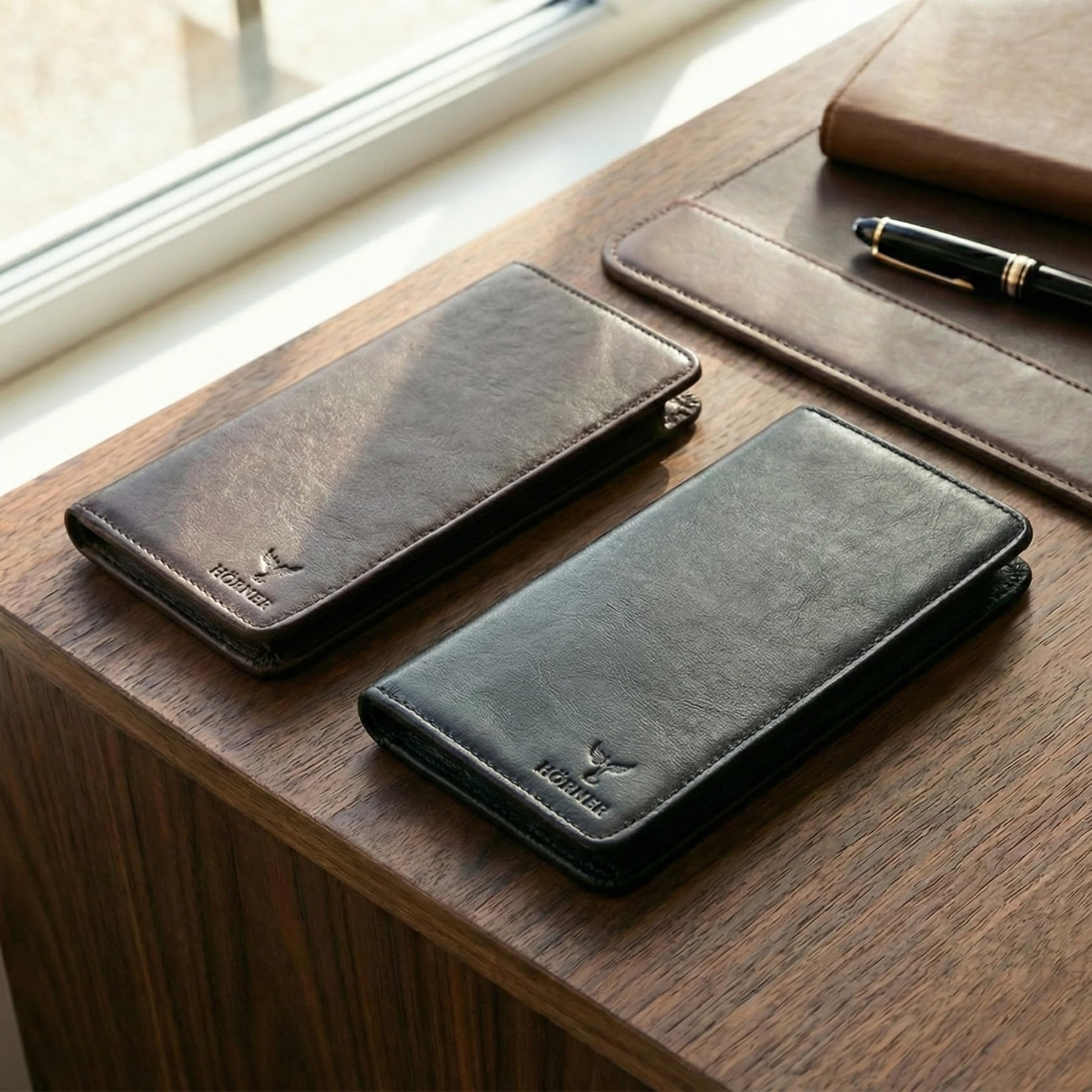 Hörner Signum - Estuche para instrumentos de escritura, marrón, L, Cuero