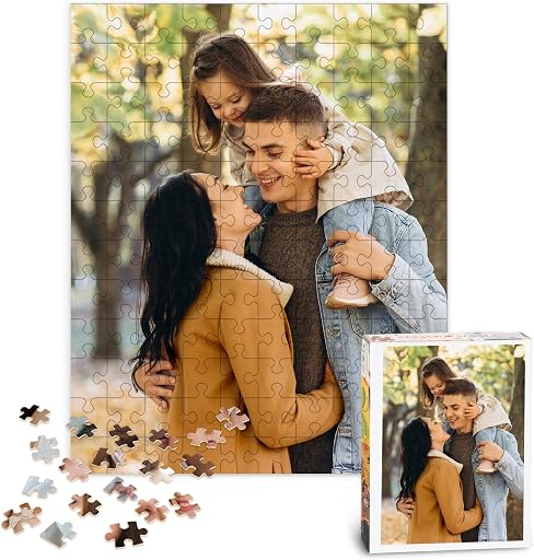 Easycosy Custom Photo Puzzles 120/300/500/520/1000/1314 Pieces for Families Personalized Picture Jigsaw Puzzle Gift for Fathers Day Birthday Anniversay(Horizontal/Vertical)