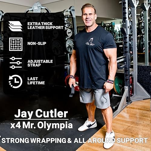 Miniatura 2 de Schiek Deportes Modelo J1000LLS Jay Cutler Signature Correas de elevación de cuero - Negro