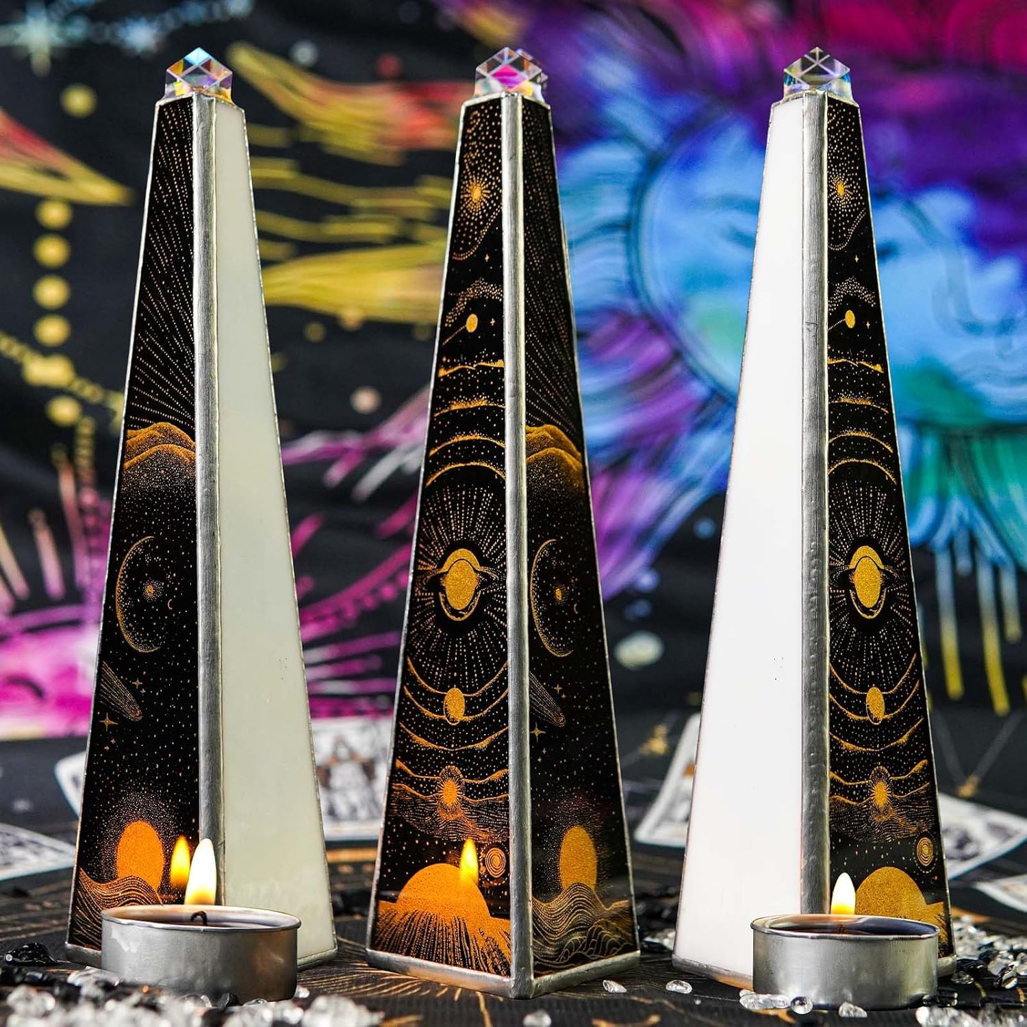 7.5" Stars and Moon Kaleidoscope for Adults,Handmade Triangular Prism Sun Planet Universe Adults Kaleidoscope, Gift Box,Birthday Christmas New Year Valentine's Day Present Gift Man Woman