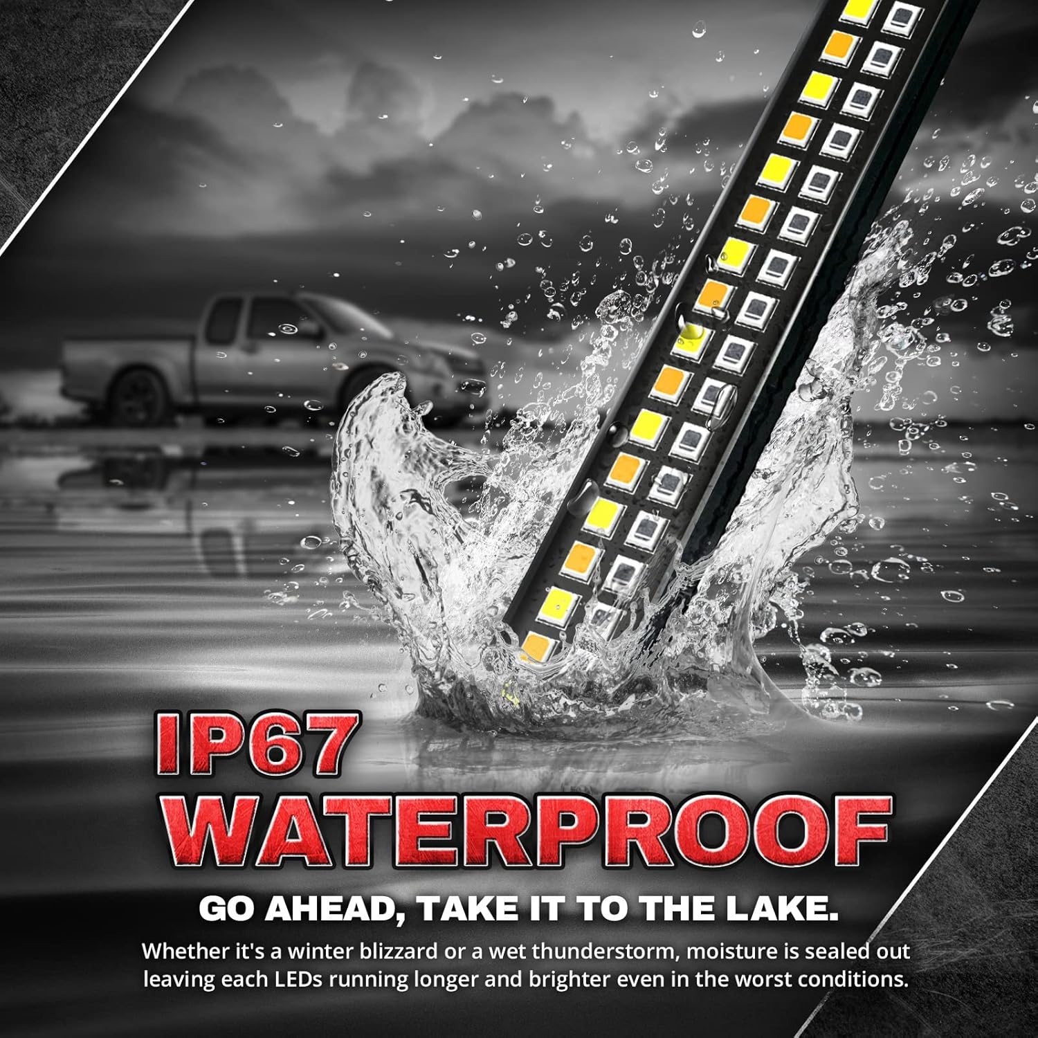 OPT7 48" Redline Parlux Double Row LED Tailgate Light Bar w/Amber Turn Signal - Rigid Aluminum Frame Light Strip – Fits 2005-2022 Colorado Canyon – Full Functions: Reverse Brake Running