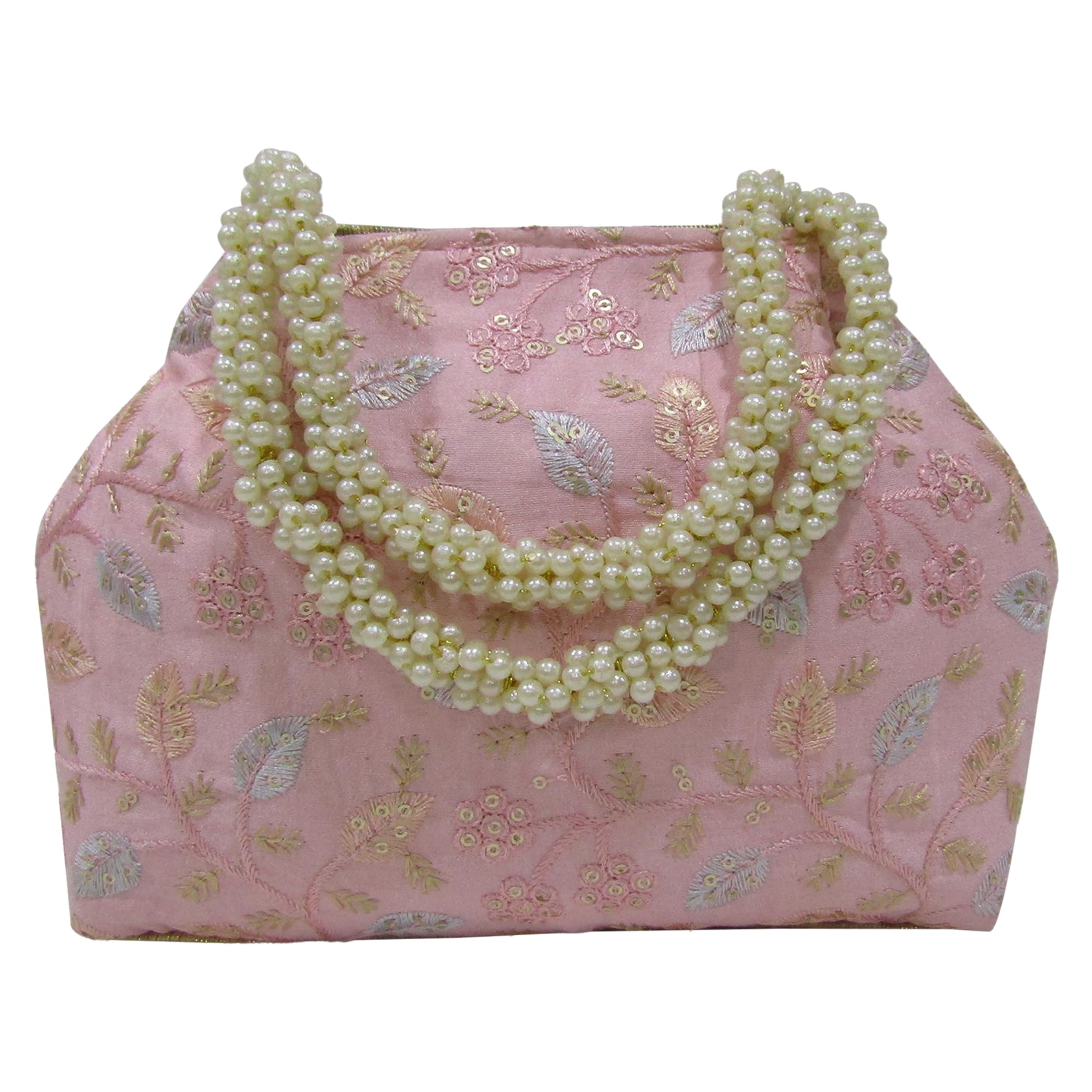 purple pink Royal Embroidery Silk Potli Bags for Women Evening Bag Clutch Ethnic Bride Purse With Pearl Handle For Weddings & Special Occasion-picture-25