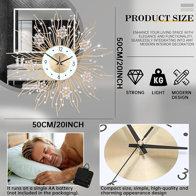 Reloj de Pared SIN&MI Forma Girasol 20 Pulgadas Analógico Silencioso miniatura 3