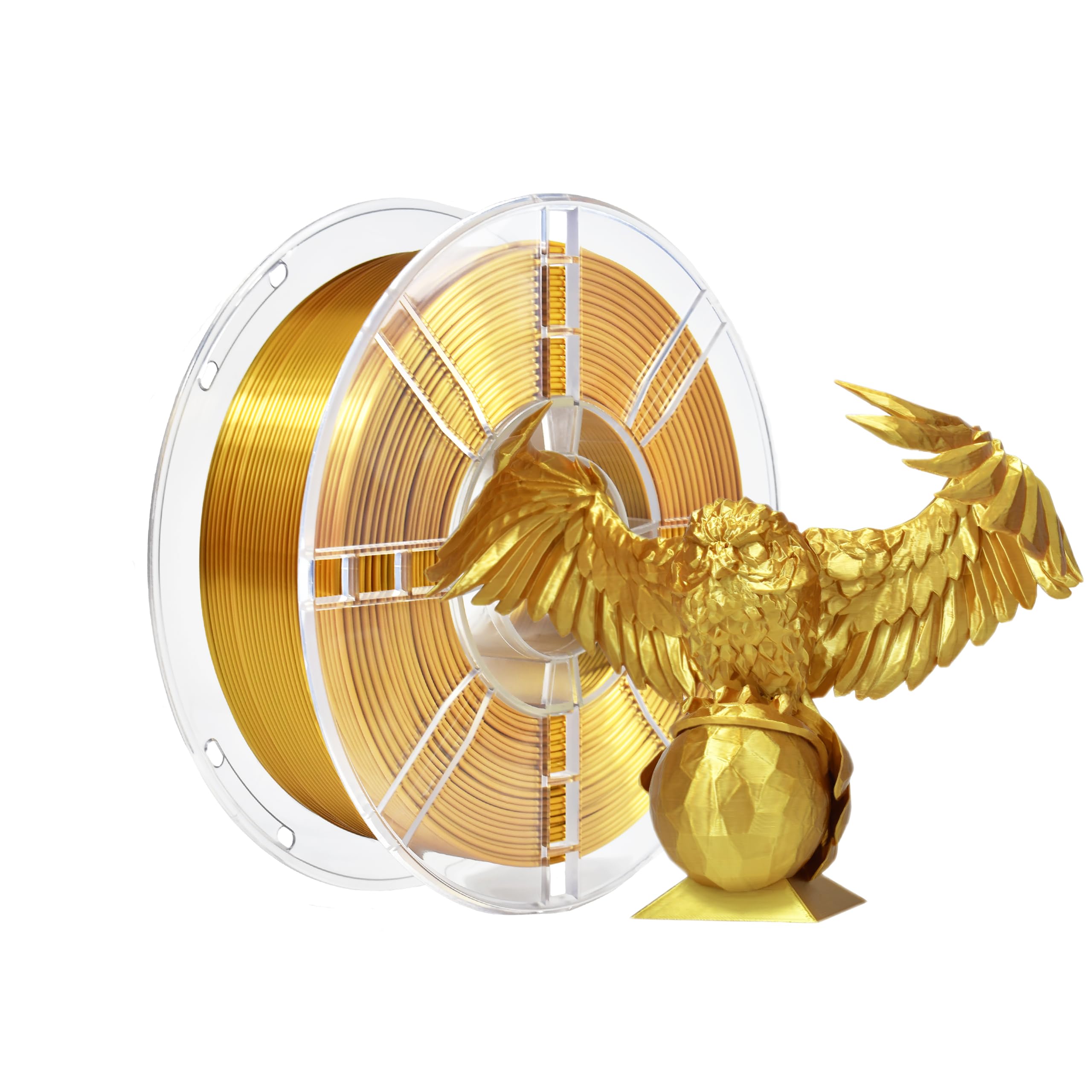 iBOSS PLA Plus (PLA+) 3D Printer Filament 1.75mm+/- 0.02mm,1kg (2.2lbs) Silk Shiny Filament 3D Printing Filament,Smooth Silky Surface,Shiny Gold PLA Pro 3D Filament,Fit Most FDM Printer (Slik Gold)