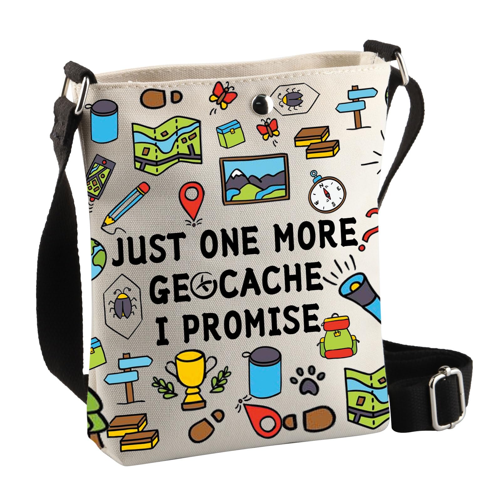 Geocaching Crossbody Bag - Treasure Hunter's Gift, Just One More Geocache I Promise