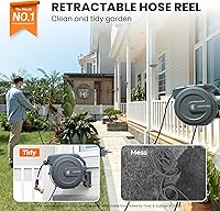 Vista 2 de Giraffe Tools - Carrete para manguera de jardín retráctil de 1/2 pulgadas x 130 pies, súper resistente, bloqueo a cualquier longitud, sistema