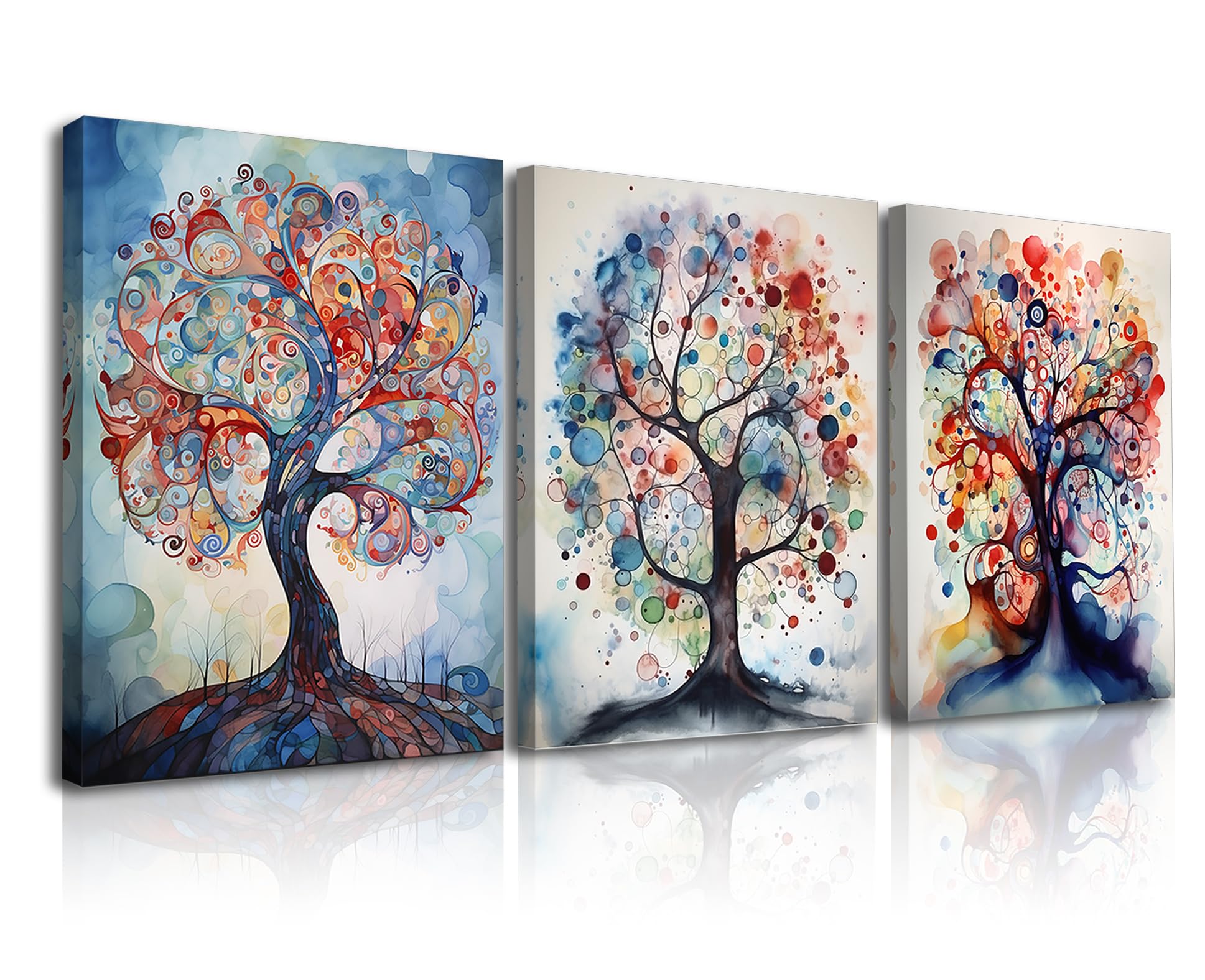Piy Painting Cuadro en Lienzo Árboles de colores, Cuadros de Árbol Cuadros Decoracion 3pz Impresiones de Lienzo Arte Enmarcado Cuadros Modernos para Salón Dormitorio Oficina Decoración 30x40CM