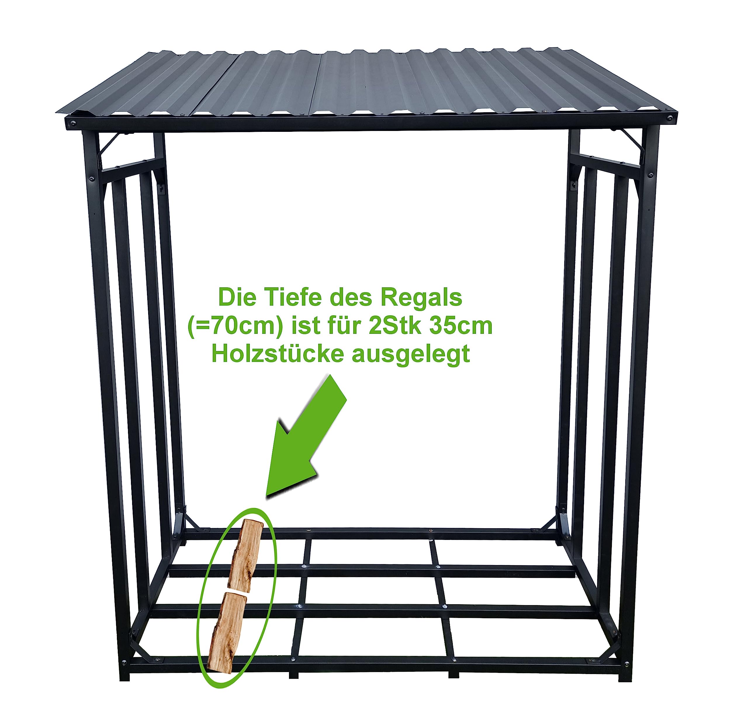 vanvilla Kaminholzregal außen Metall 135x70x165 cm 1,3 m³ Brennholzregal außen Holzlagerregal Holzlager aussen Größe ML