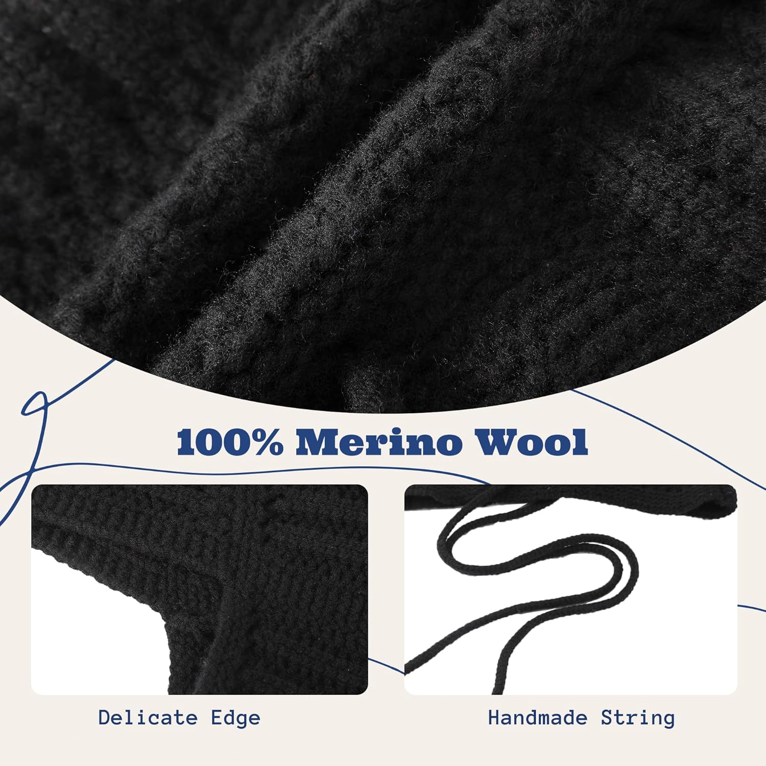 ACUSHLA 100% Merino Wool Fashion Balaclava for Women Soft Warm Light Hooded Scarf Knitted Hat and Scarf in One - Image 3