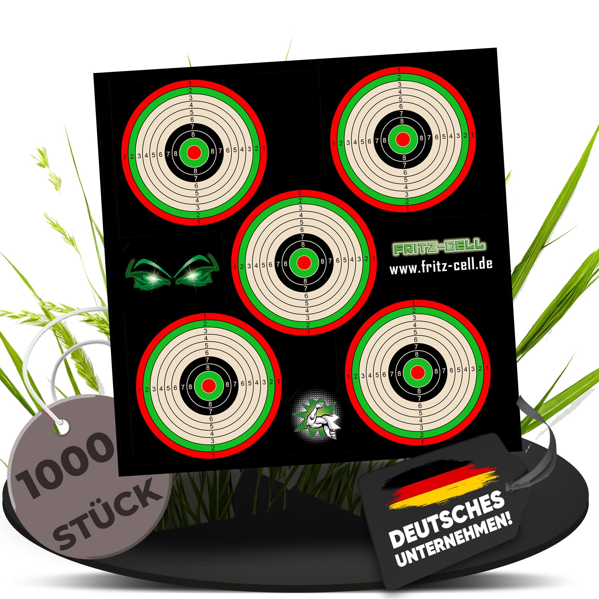 1000 Zielscheibe 5er Spiegel 14x14 Luftgewehr Luftpistole Schießstand Airgun…