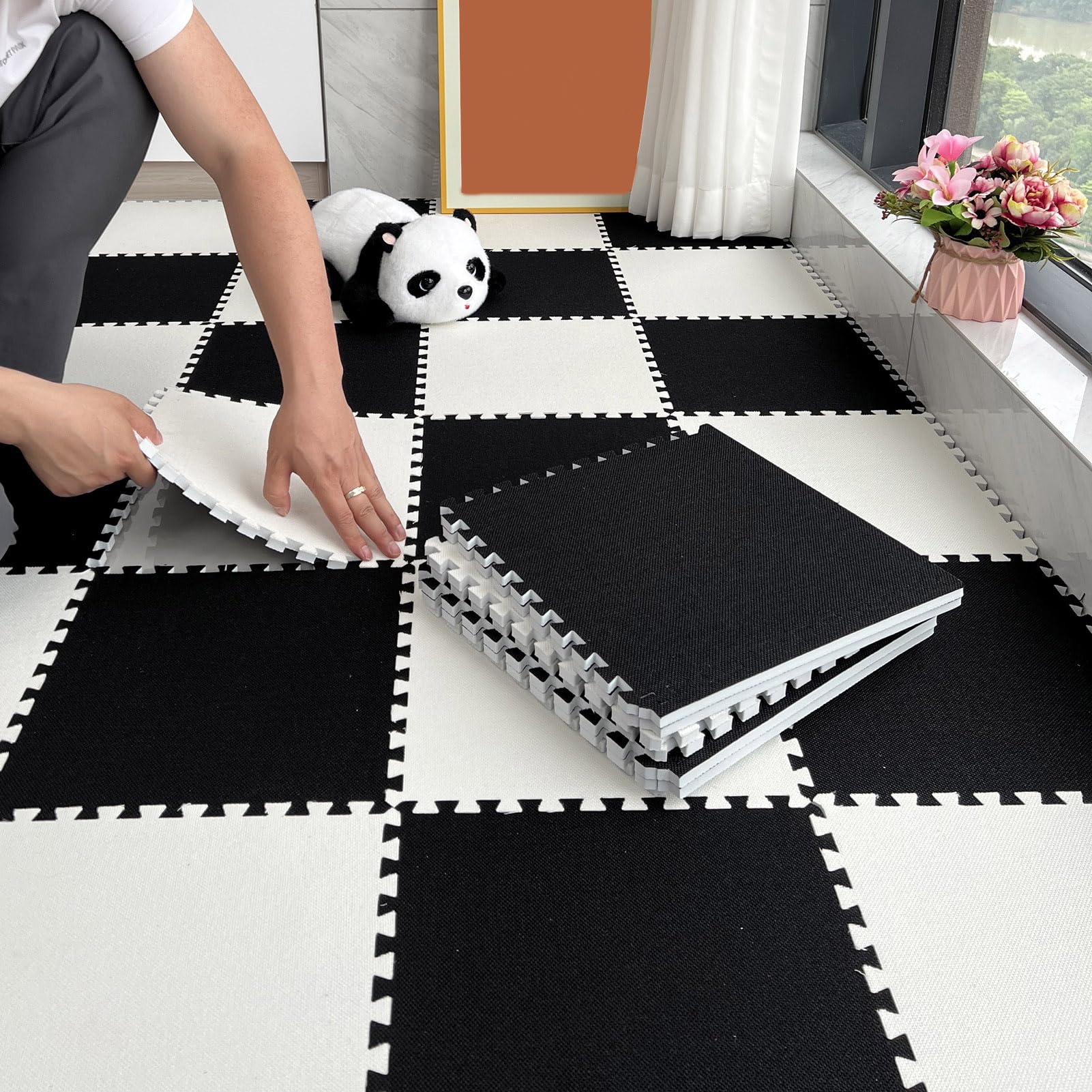 Extra Large 150 Pieces Square Puzzle Foam Floor Mat Thickened