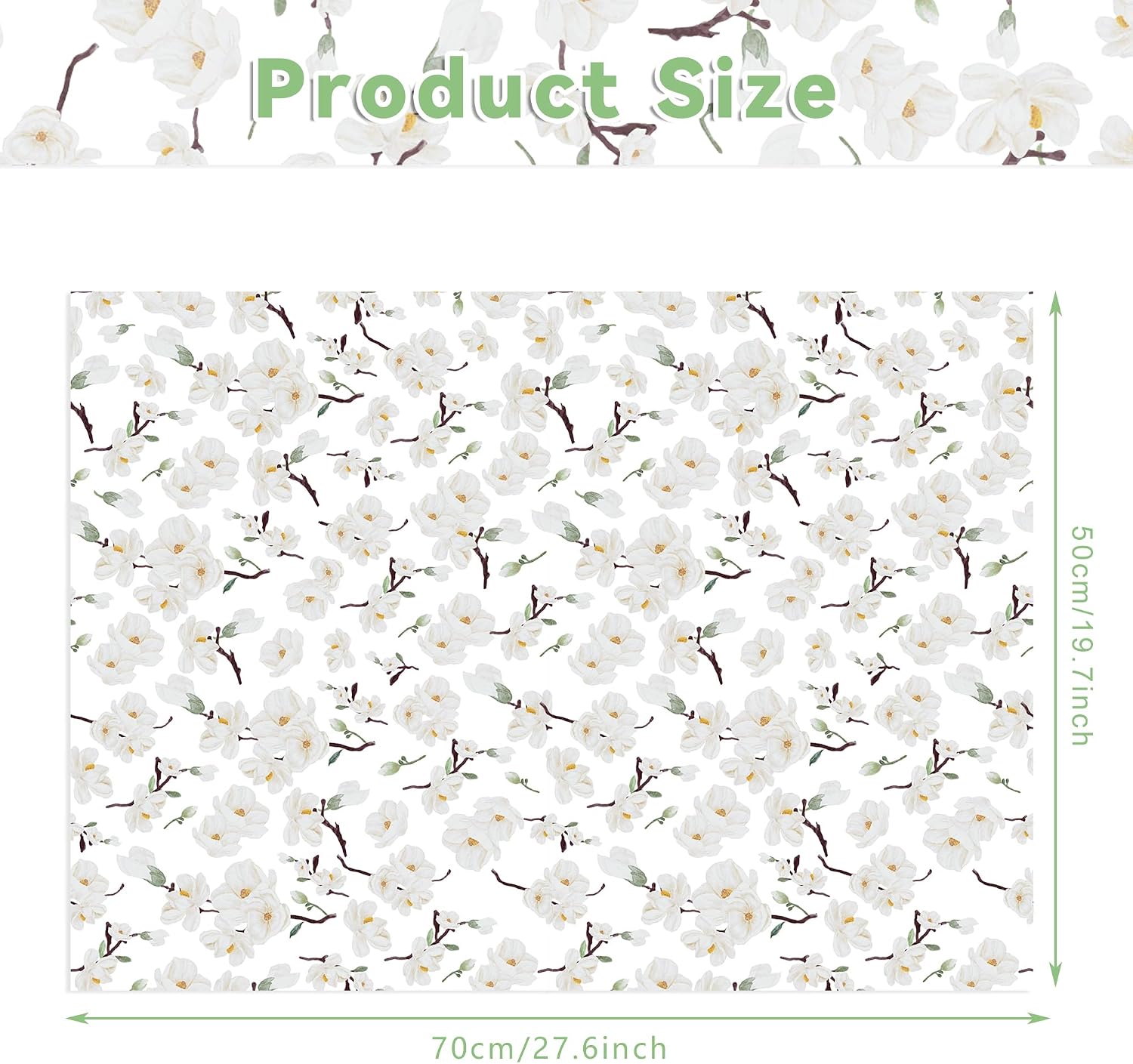 100 Sheets White Magnolia Pattern Tissue Paper, Florals Gift Wrap Decorative Paper DIY Arts Crafts for Wedding Birthday Theme Party Decorations Supplies, 13.8 x 19.7 inches