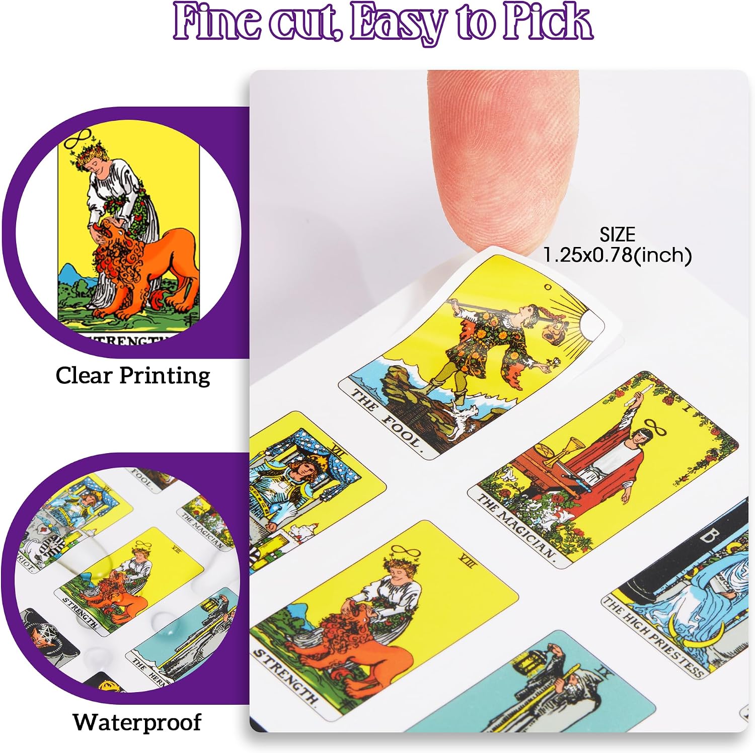 BWTY 1272 PCS Tarot Stickers for journaling Mini Tarot Card Stickers Based on Classic Tarot Deck 6 Tarot Meanings Sheet Included