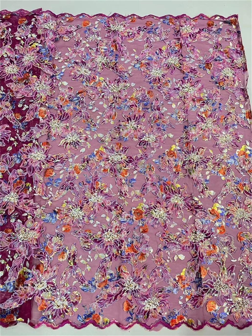 Tissu Africain En Dentelle De Tulle Avec Paillettes 5Yard Filet Français Broderie Maille Matériel Tissu Africain Dentelle Pour Robe