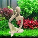 Anranmm Sandstone Meditating Statue Fish Tank Decorations Betta Fish Aquarium Ornaments Small Thinker Statue Decorative Accessories for Underwater Landscaping Home Garden Décor