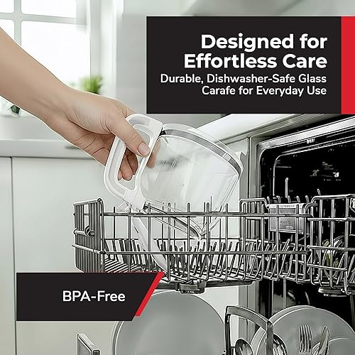 Miniatura 6 de MUELLER HOME Cafetera blanca de 12 tazas, jarra de borosilicato, apagado automático, filtro reutilizable, antigoteo, función de mantener el calor