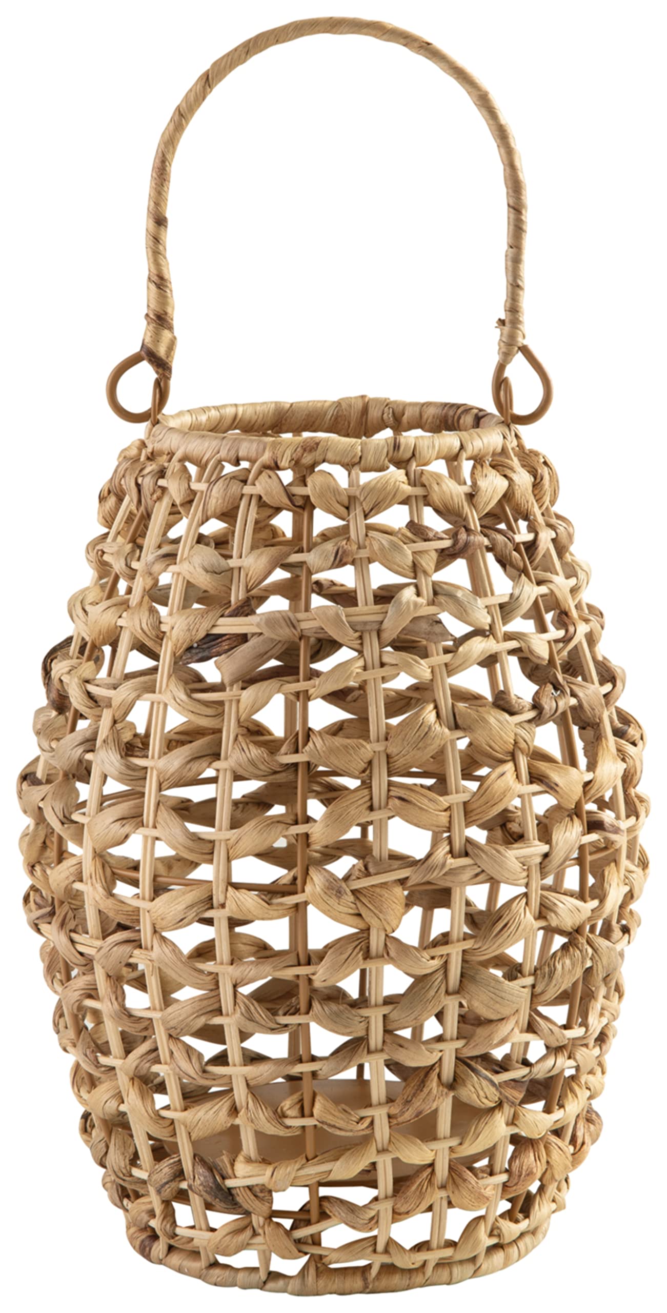 Signature Design by Ashley Etta Bohemian Woven Rattan 16.5" Lantern, Light Brown