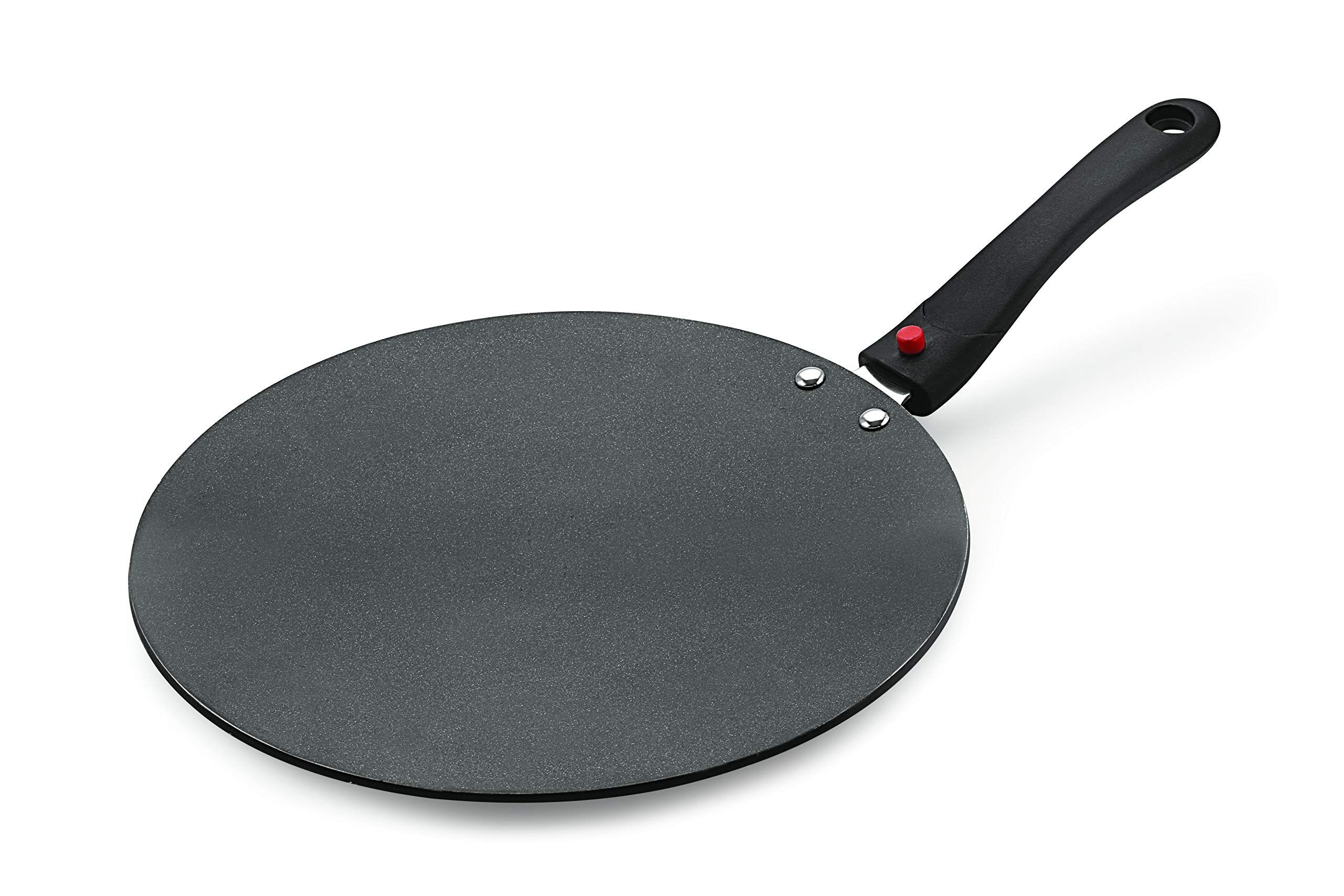 Celebrino Concave Tawa with Removable Heat-Resistant Handle, Heavy Guage Aluminum Cookware for Induction/Electric/Ceramic/Gas Stove Tops, 3-Layer Nonstick Coatings (28cm, 4mm Thickness)