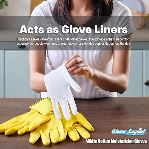 Miniatura 4 de 3 pares de guantes hidratantes de algodón blanco para manos secas, eczema, dormir, cuidado nocturno, 3 pares