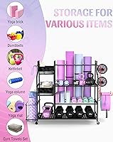 Vista 2 de Mythinglogic Weight Rack for Dumbbells, Home Gym Storage for Yoga Mat Dumbbells Kettlebells and Strength Training Equipment, Dumbbell Rack with