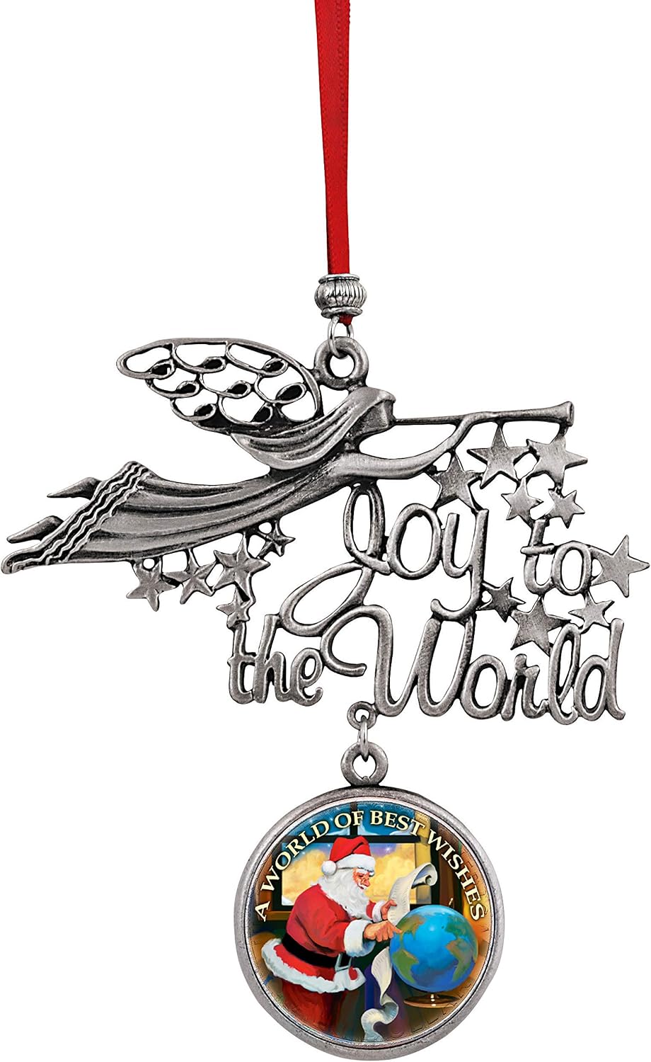 Holiday Colorized Coin Christmas Ornament | Joy to The World Santa A World of Best Wishes JFK Half Dollar Coin Ornament
