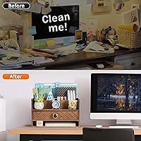 Vista 4 de Brown Wood Desk Organizer and Accessories with Drawer, Bill Mail Organizer and File Mail Holder for Office Supplies, Desk Accessories & Workspace