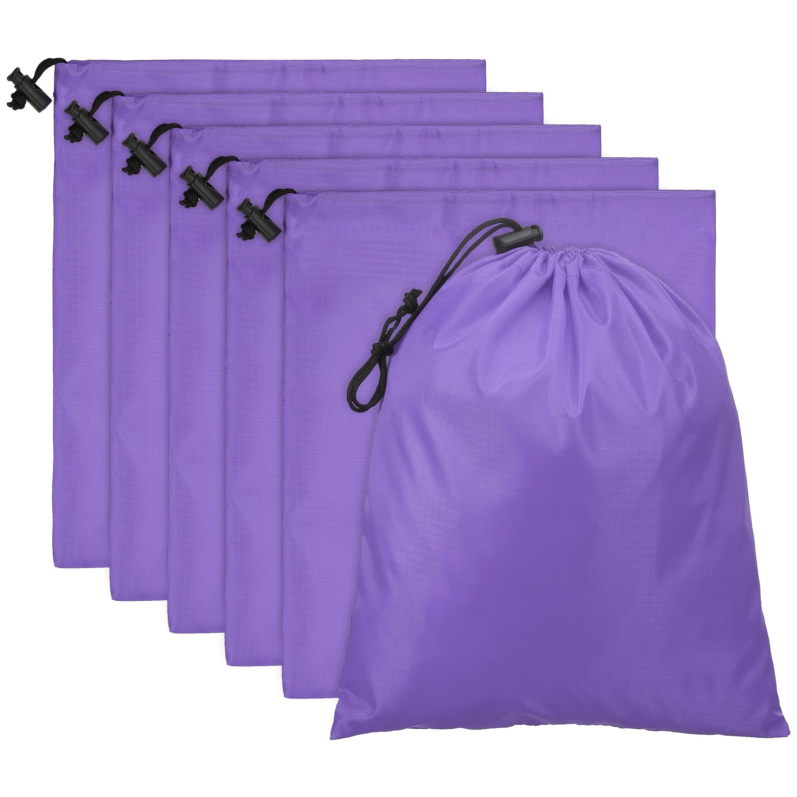 PATIKIL Travel Storage Bags with Toggle 14 x 16 Inch, 6 Pack Waterproof 210D Polyester Drawstring Bag Stuff Sack Cinch Bag for Gym Traveling Hiking Yoga Shoes Organizer, Light Purple