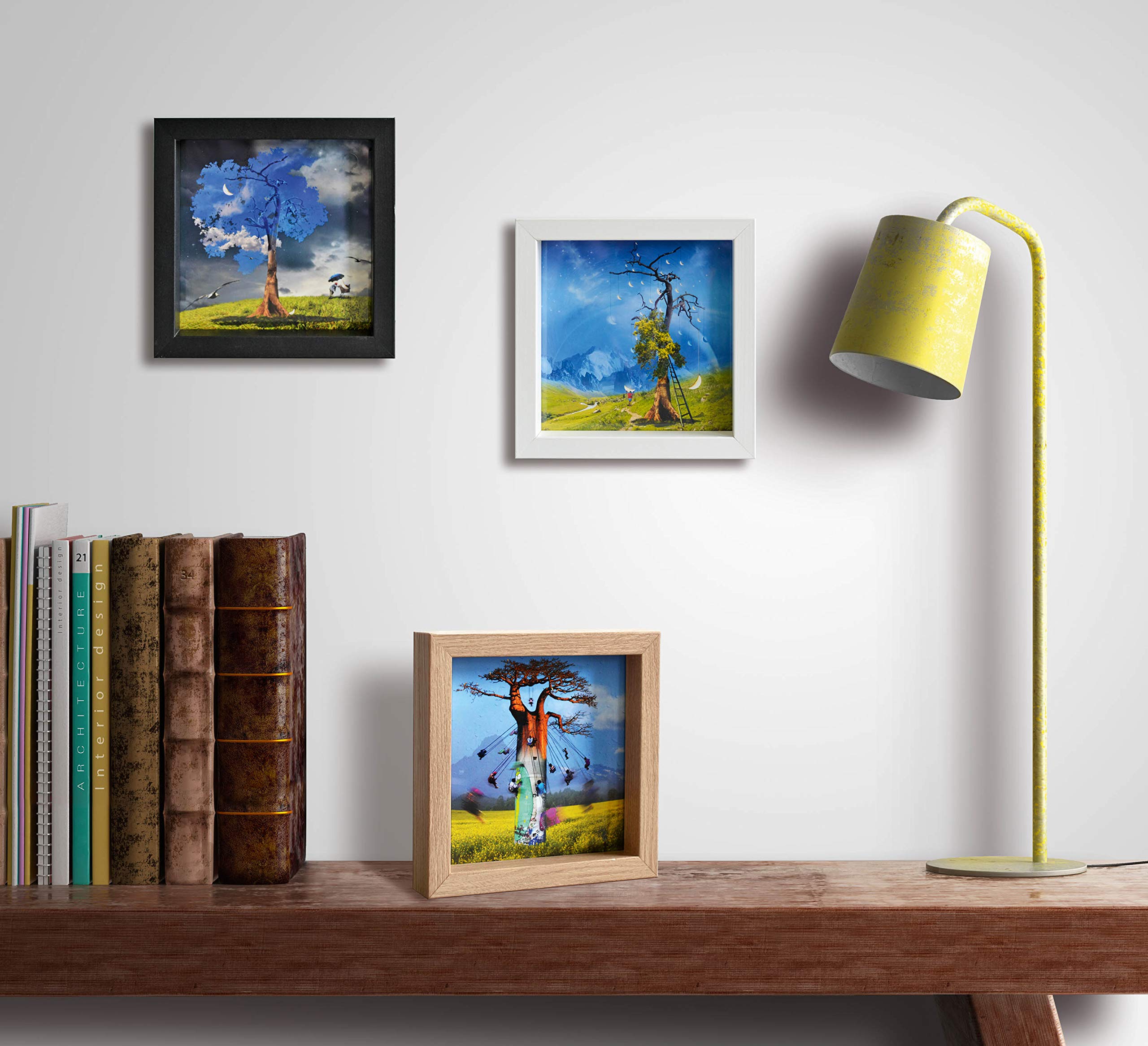 International Graphics - Framed Postcard - Isabelle, Zacher-Finet - ''Petite aventure fleurie I''- 16 x 16 cm - Frame - Frame Color: White - Series LUNA