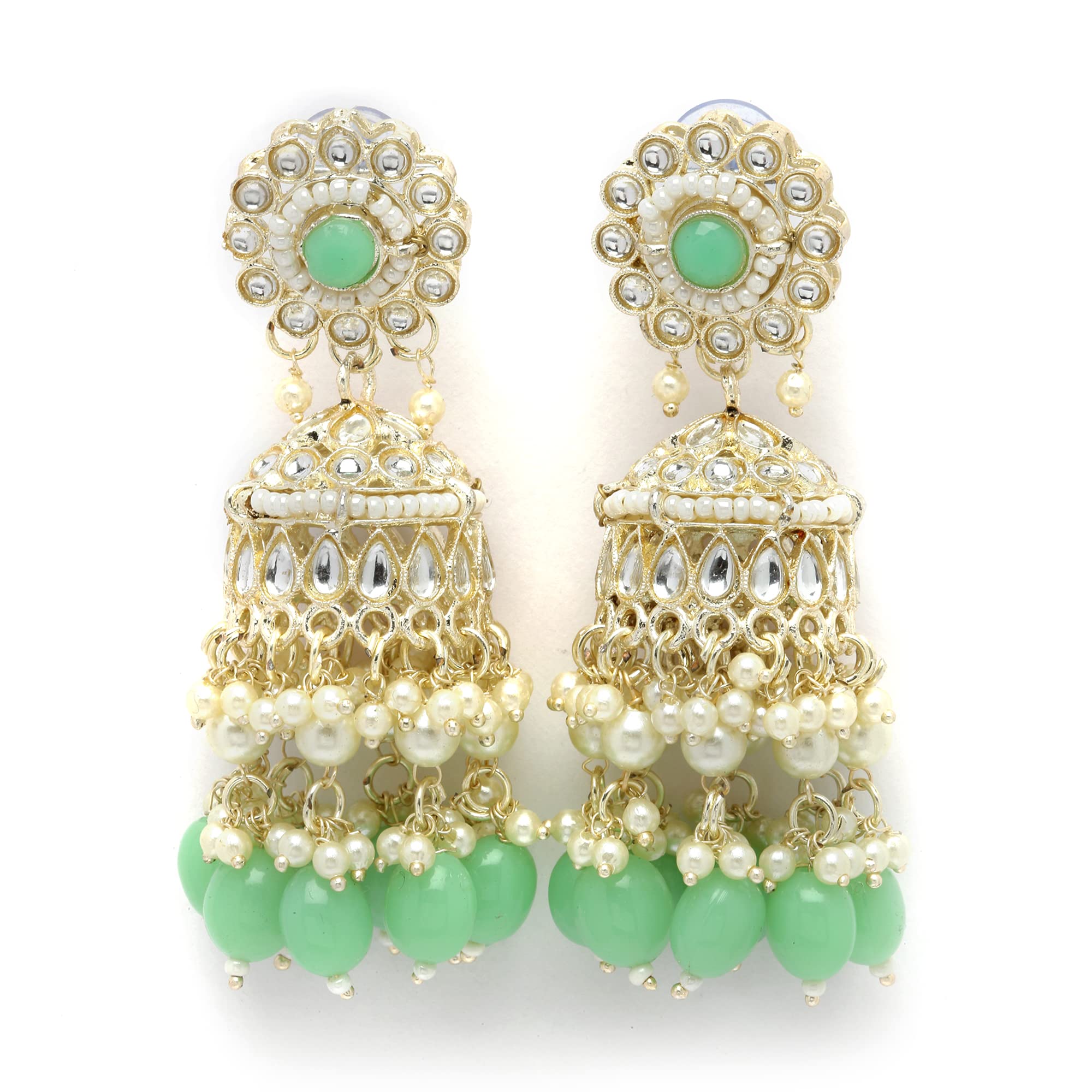 KENNICE Gold-Plated Kundan & Pearls studded Dome Shaped Vilandi Jhumka Earrings For Women & Girls (B0C4XSPZ4D) Amazon Price History, Amazon Price Tracker