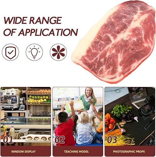 Miniatura 5 de Bistec de comida de simulación para niños y niños, filete artificial de simulación, modelo de comida de carne falsa para fotografía, decoración de