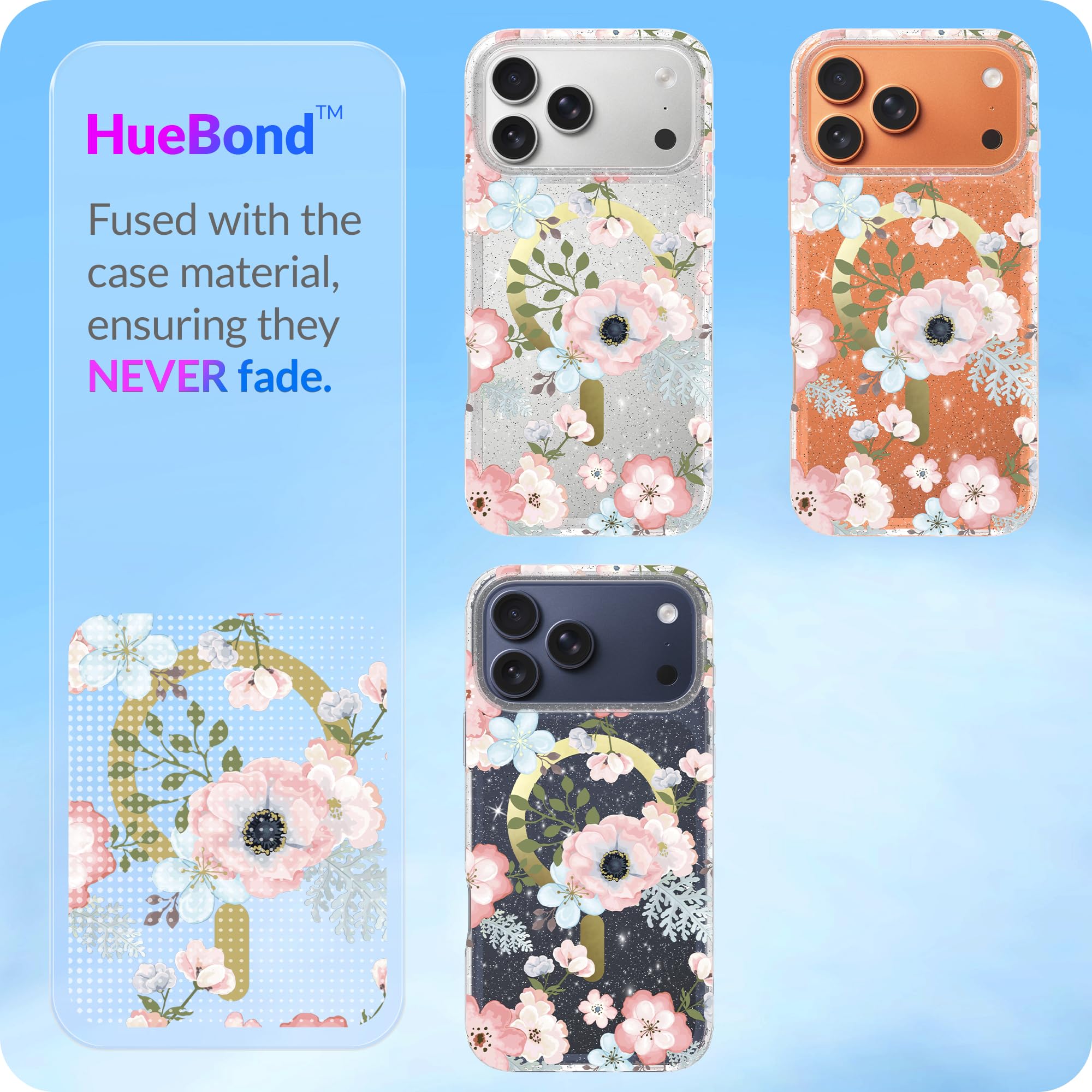 LONLI Hue - Elegante funda magnética para teléfono con diseño floral