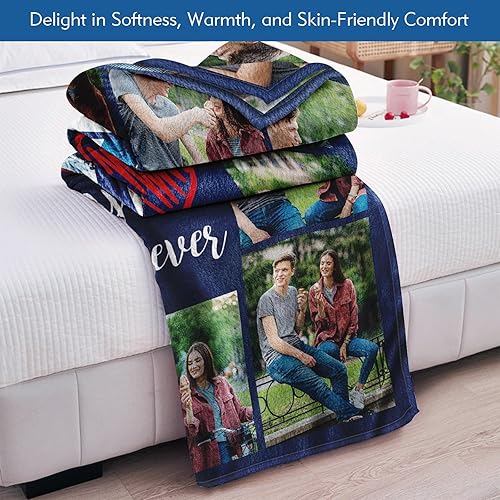 Miniatura 6 de MeMoShe Regalos para novio, manta personalizada de doble cara con fotos para novia, marido, esposa, regalos personalizados de franela con imágenes