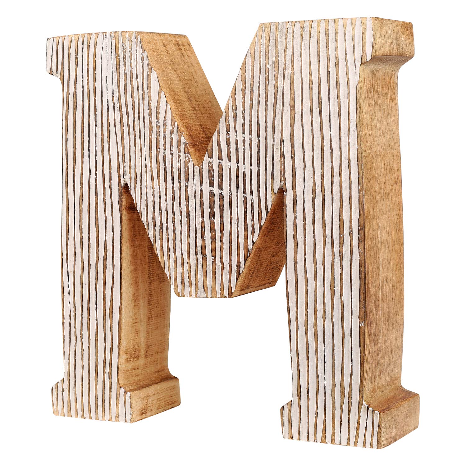 DECORINY Hand Made White Distressed Decorative Handmade by Skilled Artisans, A Beautiful and Elegant Accessory to Dress up Your Table and Wall| (Letter M)