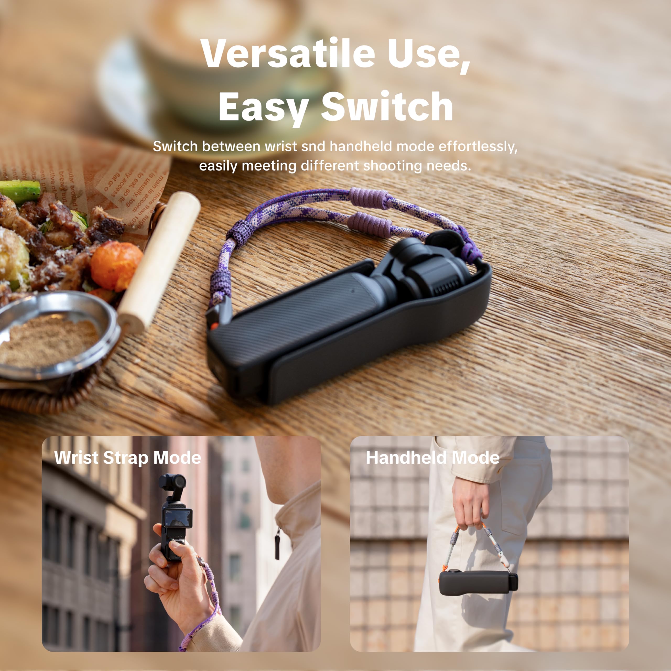 PGYTECH Cinturino da Polso per DJI Osmo Pocket 3/4, Cordino a Sgancio Rapido per Fotocamera e Custodia, Poliestere ad Alta Resistenza, Carico 10kg