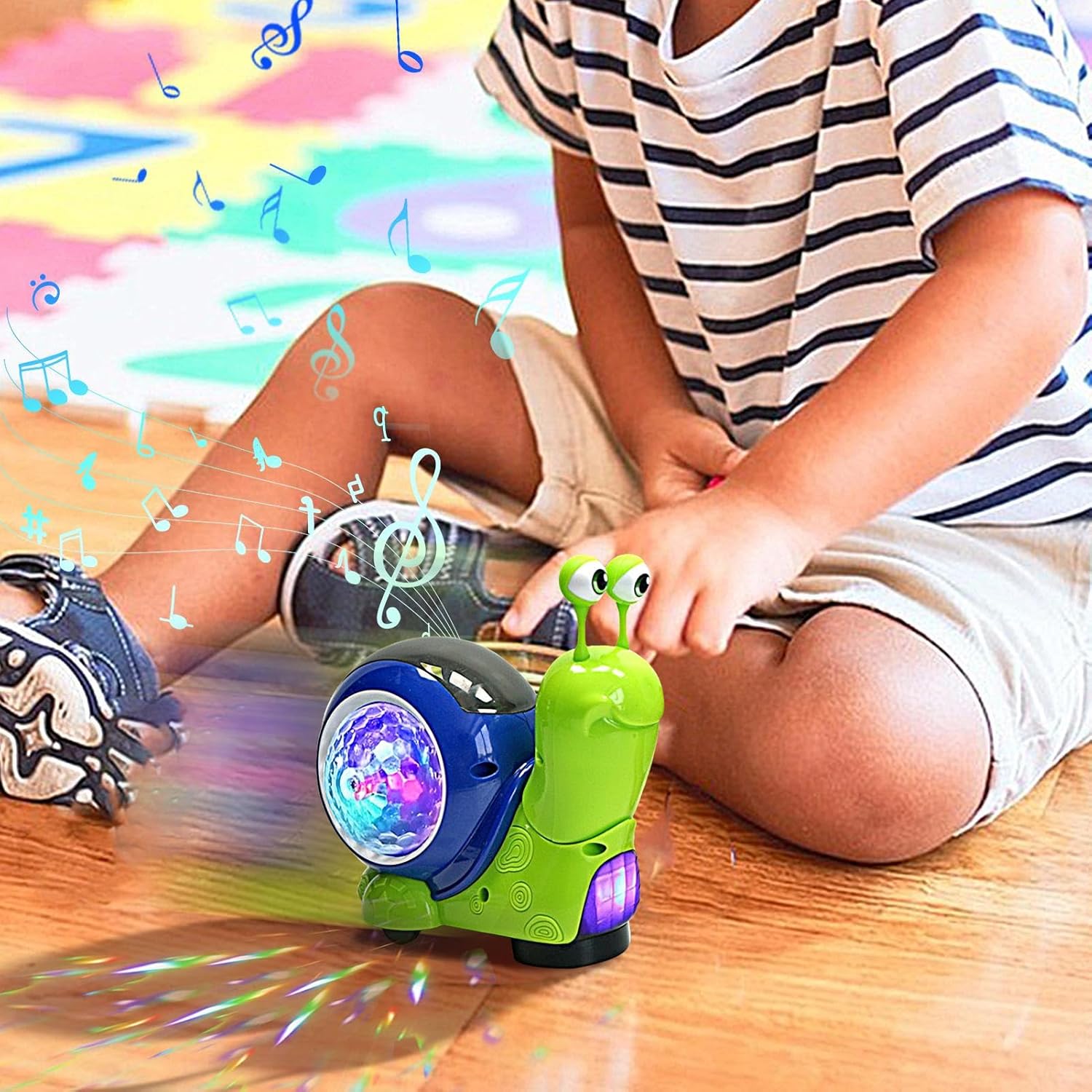 Light-Up Snail Toy, Musical Interactive Snail, Kids Sensory Walking Toy, Lighted Crawling Snails for Boys Girls Infant, Educational Fun Learning Toys