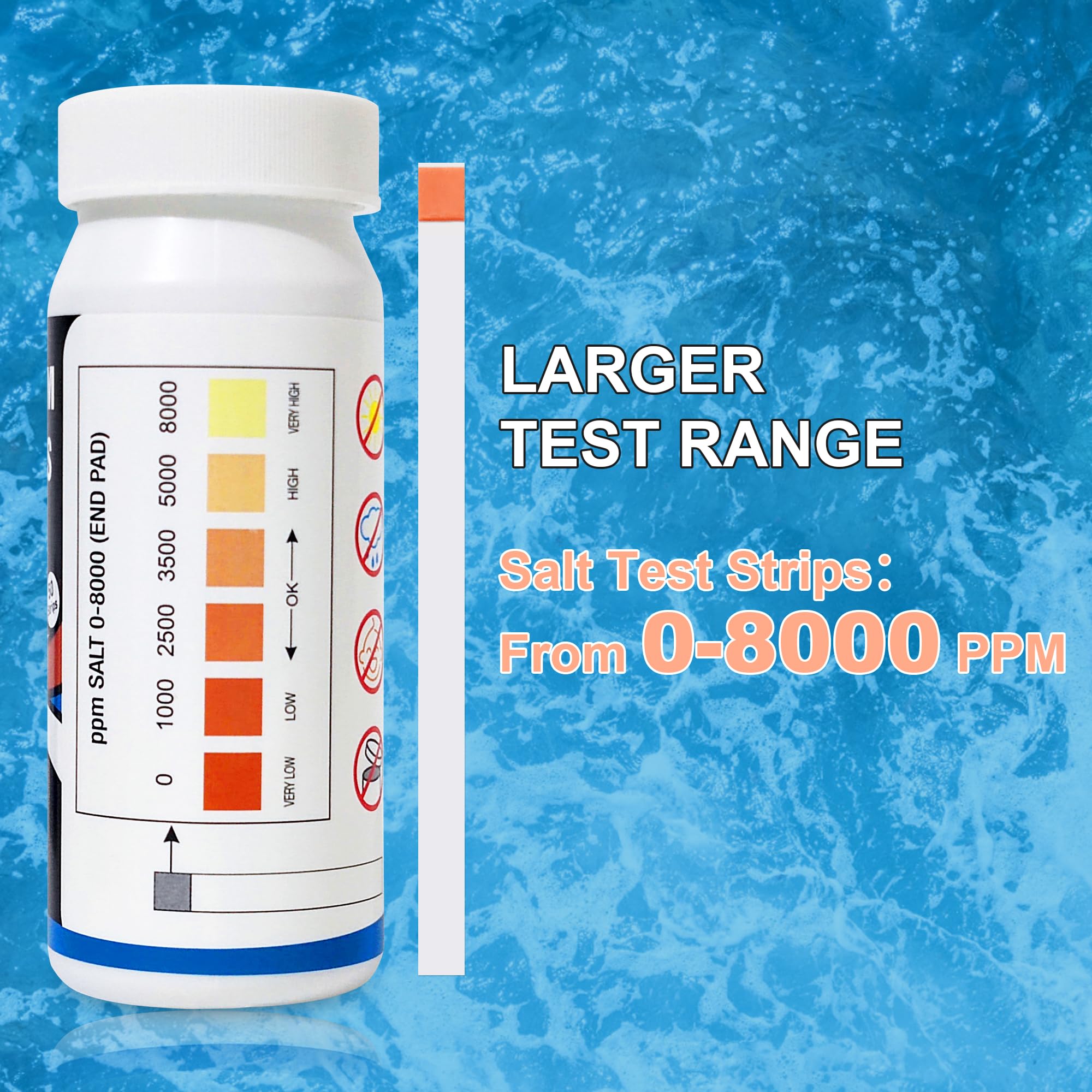 Pool Salt Test Kit Salt Level Tester 125-Count Pool Salt Test Strips - 8-in-1 Saltwater ...