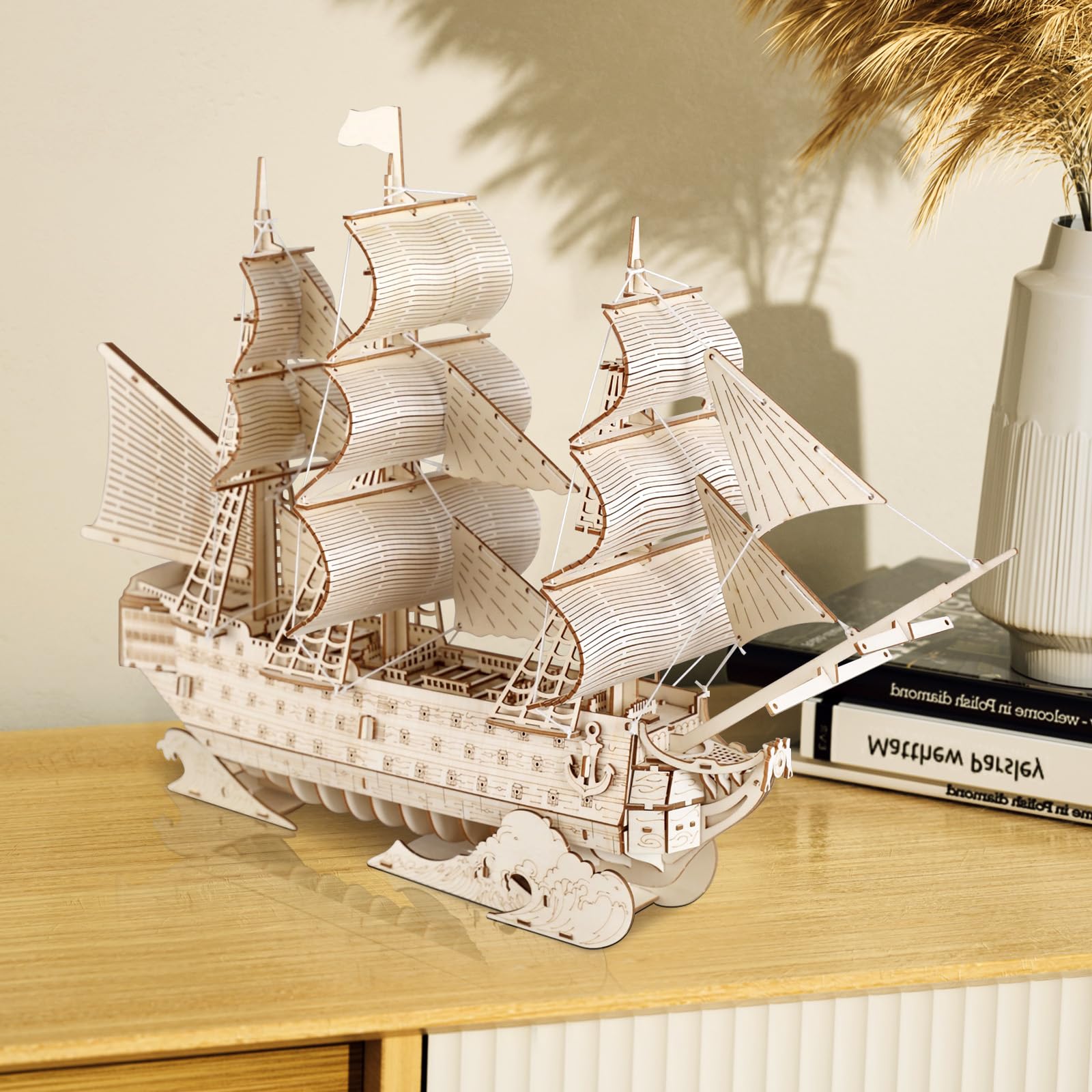Comfoyar Puzzle 3D Velero, Maquetas Madera para Construir Adultos, DIY Construcciones Madera de Barcos para Montar, Decoracion Hogar y Cumpleaños Navidad DÍa del Padre Regalos para Hombre Mujeres