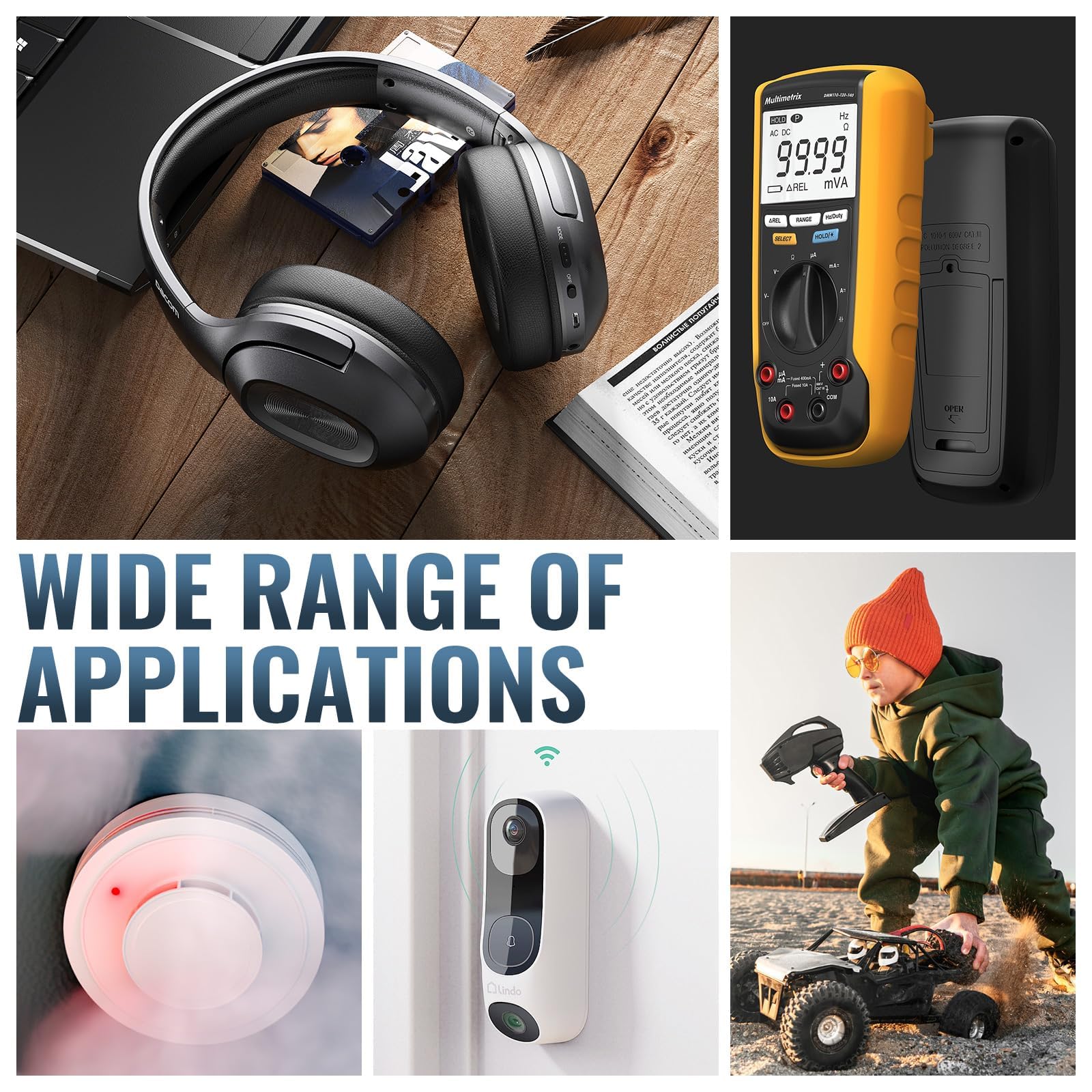 BONAI Caricabatterie Pile Ricaricabili AA AAA e 9V, Carica Batterie a 9 Slot Indipendenti per Ni-MH con Schermo LCD, Ingresso Professionale DC 12V/1A e Funzione di Scarica
