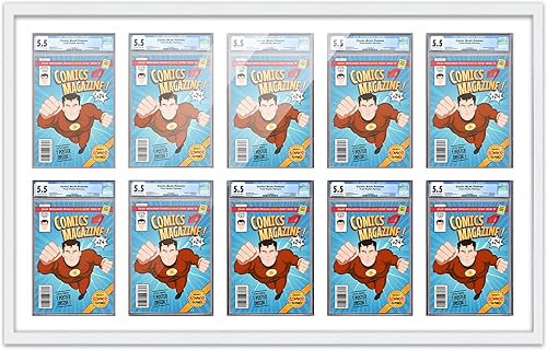 Miniatura 174 de Poster Palooza Marco de cómic con paspartú para 2 cómics CGC, CBCS o PGX Graded Comics – Marco de cómic negro para cómics de 8.125 x 13 pulgadas