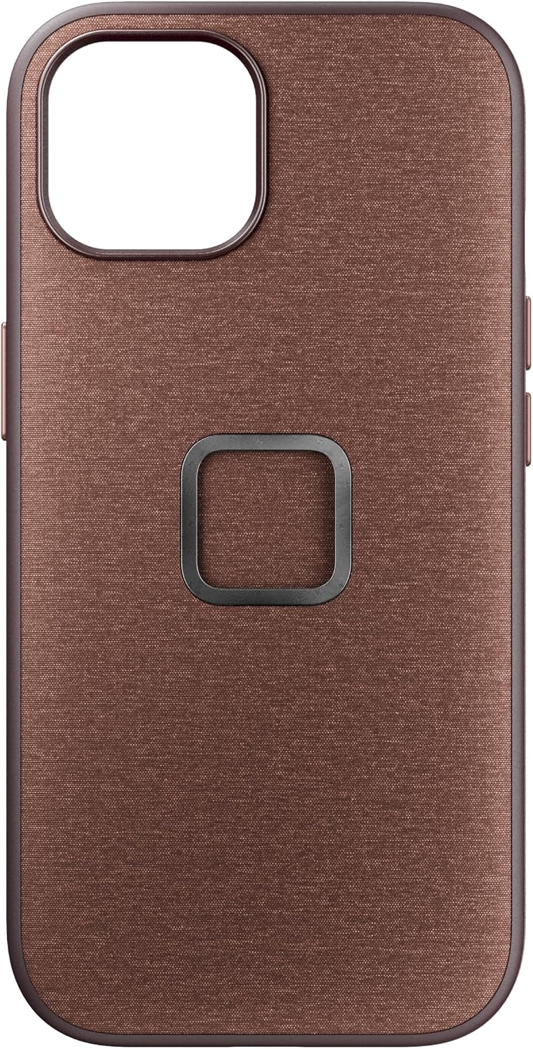 Peak Design Mobile Everyday Phone Case for iPhone 15, Redwood, Slim Profile, Drop Protection, Weatherproof Fabric Shell, SlimLink Connects to Mobile Mounts & Gear